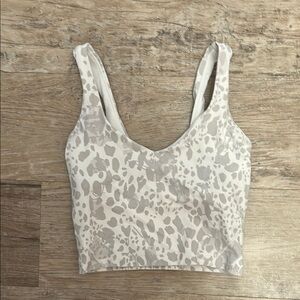 Lululemon Athletica White and Gray Cropped Fitted Tank Top